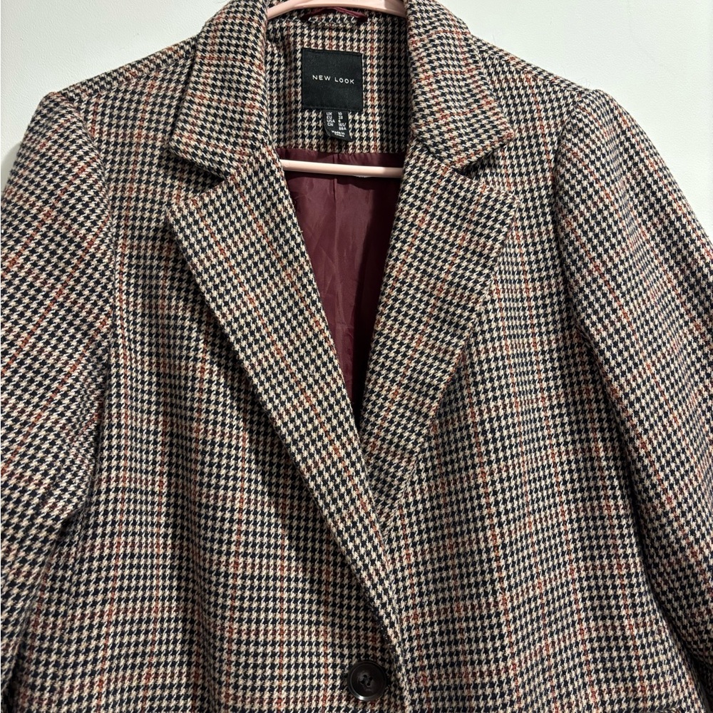 Dark academia Houndstooth Blazer Light Coat -